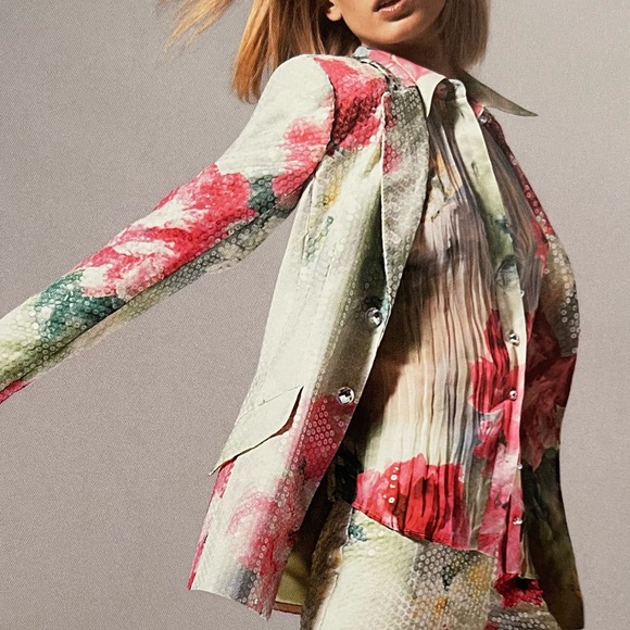 Escada Sequin Floral Green Jacket Blazer - Picture 7 of 7